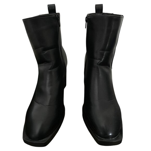 PrettyLittleThing Black Chelsea Boots Pull On Square Toe Ankle Side Zip Size 9 - Picture 4 of 9